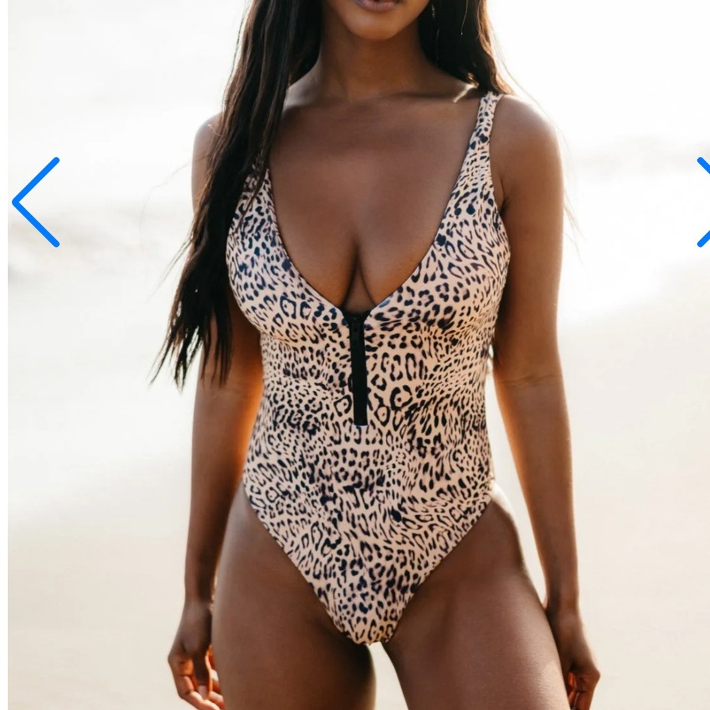 Skatie Leopard Print One Piece Swimsuit NWT